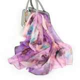 Silk Chiffon Scarf Ladies Long Large Size Shawls Fall Winter Women Neck Scarves Silk Organza Shawl