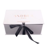 White Custom Rose Golden Logo Ribbon Folding Gift Handbag Cross-body Pouch Box