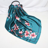 Large Hijab Fashion 90cmx90cm Square Shawls Head Printed Bag Silk Scarf For Ladies