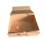 Big Handmade High Quality Nude Beige full Printing Color Logo Ribbon Folding Wedding Dress Packaging Box