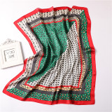 Leopard stripe point geometric color matching women small art square silk scarf