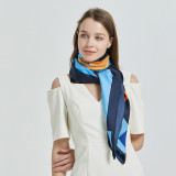 Silk Scarf Women's Twill Printing Large Square Scarf 130cm Summer Vacation Travel Gift Sunscreen Shawl