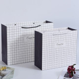 Plaid Cheap Kraft Pink Shopping Paper Bag For Cosmetic Packaging