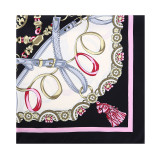 Twill digital printed belt tassel pattern silk shawl women's large square satin scarf
