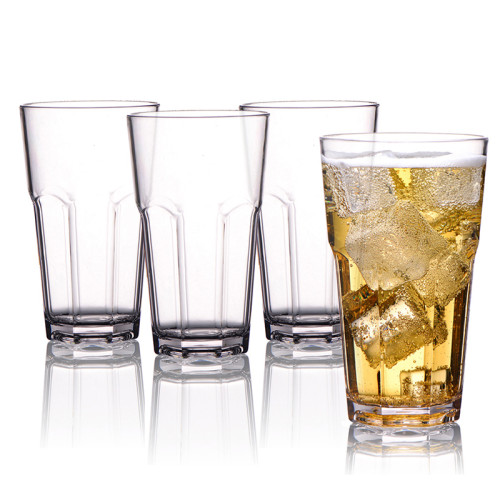 Unbreakable Rock Whiskey Drinking Glasses Cheap Stack Up Cup Clear Plastic Square Whiskey Glasses