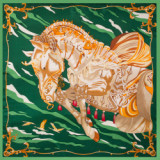 Digital Printing Horse Pattern Factory 100% Twill Silk Scarf 90x90cm With Best Quality