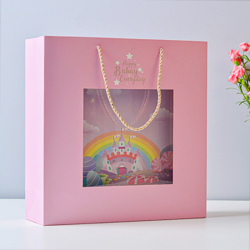 Baby foldable bag pink wedding cake boxes custom stackable box and handbag