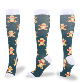 Christmas Compression Stockings Unisex Snowman Compress Sports Running Nylon Socks Relieve Muscle Fatigue and Varicose Veins