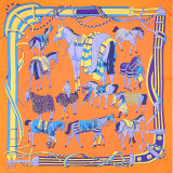 Western Racecourse Blue Fall Winter New Silk Scarf Women Twill Silk Gift Scarf Big Square Scarf
