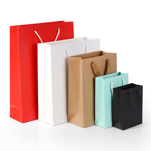 Wholesale Custom Kraft Brown Paper Flower Packaging Shopping Clothes Samll Gift Bag