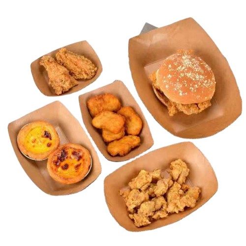 Disposable French Fries paper Container Box Kraft Paper Boat Box Fast Food Box