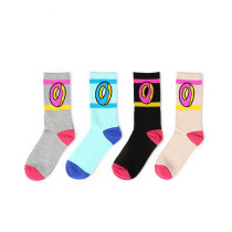 Doughnut Stripe Design Cute Cotton Fashion Funny Woman  Custom Leisure  Wholesale  Happy Socks