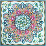 Chinese style vintage blue and white porcelain ladies heavy silk printed floral twill big square scarf shawl