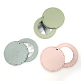 Custom Pu Leather Metal Round Shape Makeup Mirrors Vintage Foldable Girls Travel Gift Metal Cosmetic Pocket Mirror