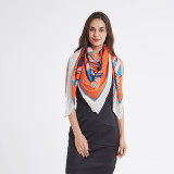 2021 Fall Winter New Silk Scarf Women America Carriage Pattern Twill Silk 130cm Shawl Scarf