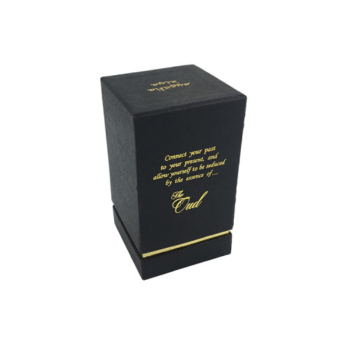 New fashion customized logo valentines day gift textured black and gold perfume candle box