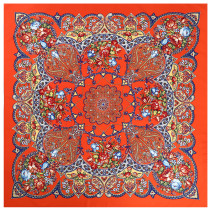 Bohemian soft headscarf travel twill silk satin pattern square scarf ladies shawl