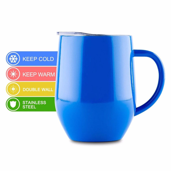 Coffee Mug with Handle 14oz Insulated Stainless Steel Reusable Coffee Cup Double Wall Coffee Travel Mug Powder Coated Forest