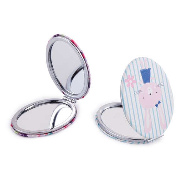 Wholesale Portable Makeup Mirror Small Makeup Fold Ellipse Pocket Mirror