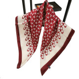 Spring and summer simple circle point small satin silk printed square scarf female occupation matching