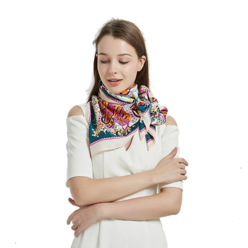 2021 New 130*130cm Luxury Women Cashew Print Square Twill Silk Scarf Gift Fashion Female Shawls Wraps
