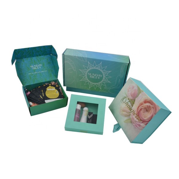 Customized  skin care gift paper box cosmetic set cardboard packing box