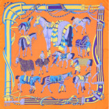 Western Racecourse Blue Fall Winter New Silk Scarf Women Twill Silk Gift Scarf Big Square Scarf