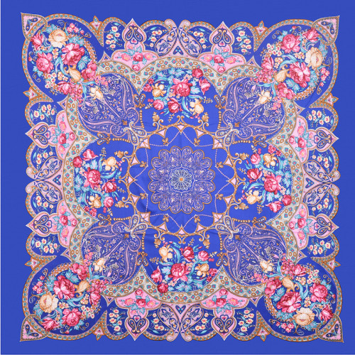 Bohemian soft headscarf travel twill silk satin pattern square scarf ladies shawl