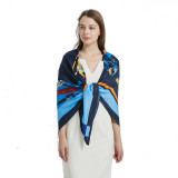 Silk Scarf Women's Twill Printing Large Square Scarf 130cm Summer Vacation Travel Gift Sunscreen Shawl