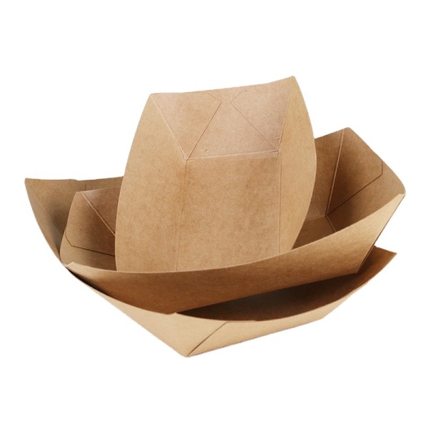 22oz Custom Logo Printed Paper Food Tray Kraft boat box paper container