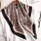 Spring And Autumn Lady Luxury Travel Shawl New Style Printed Large Square Beach Silk Head Scarf