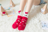 2021 Cartoon Socks Coral Fleece Socks For The Elderly Christmas Socks Elk In Tube Floor Warm Christmas