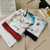 Custom Japanese Korean Sweet Scarves Ballet Dancers Breast Wrapping Pleated Square Silk Scarf