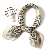 European and American classic leopard scarf silk small square scarf lady professional scarf large lattice simple wild small silk