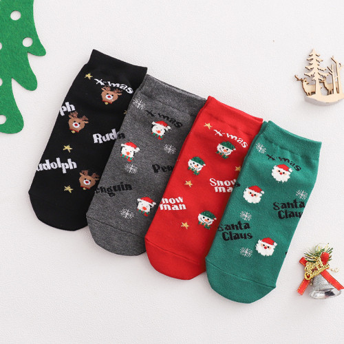 Autumn  Winter New Products Christmas Cartoon Elk Feather Yarn Straight Personality Invisible Socks