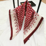 Spring and summer simple circle point small satin silk printed square scarf female occupation matching