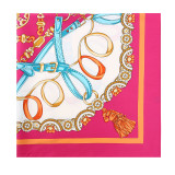 Twill digital printed belt tassel pattern silk shawl women's large square satin scarf