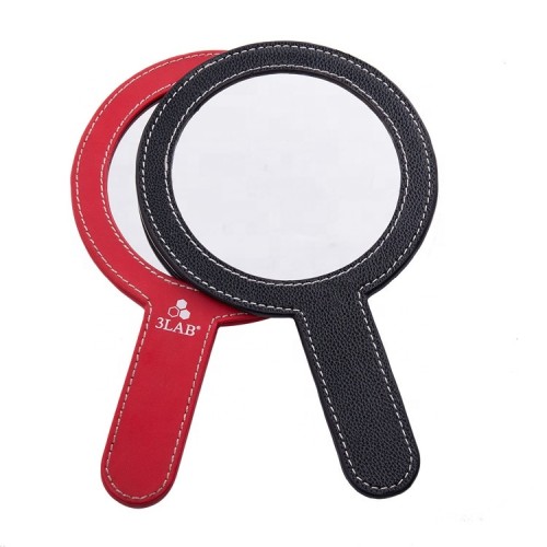 New Fashion Metal And Glass Material Round Mini Hand Held Makeup Mirror With Handle