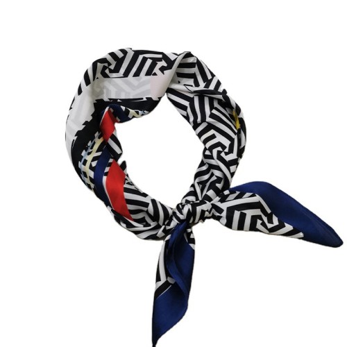 Custom spring women geometric printed small mass customization silk satin square scarf