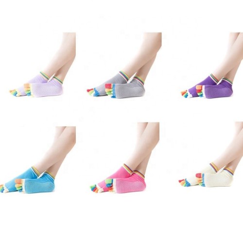 Wholesale New Arrivals Cute Women Non Skid Colorful Five Toe Yoga Sports Socks