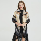 2021 Luxury Brand Silk Scarf Women Print Square Shawl Hijab Scarves Female Hand Roll Shawls Scarves For Ladies 130*130cm