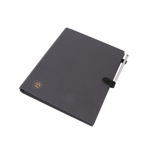 Wholesale supplies a4 size custom hardcover 1 inch 9 o ring binder cloth hard board file folder button logo print with pen