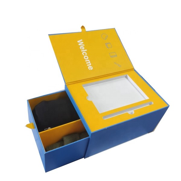 luxury cardboard magnet lid men's belt wallet gift box with second layer drawer