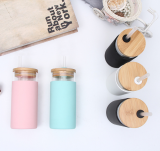20oz Glass Tumbler Straw Silicone Protective Sleeve Bamboo Lid BPA Free
