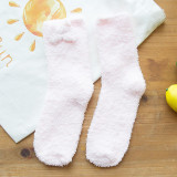 Coral hair bow autumn female home thermal sleep socks thickened loop wholesale bowknot  floor socks