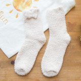Coral hair bow autumn female home thermal sleep socks thickened loop wholesale bowknot  floor socks