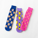 2021 Colorful Fruit Socks Food Socks Women Crew Socks Colorful Cookie Lemon Banana