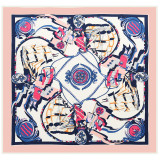 Hand painted sailboat travel women's twill silk shawl outdoor square satin scarf