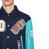 OEM custom patches chenille embroidery leather sleeves baseball virgin wool letterman varsity jacket for men