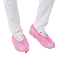 Custom Disposable foot Cover waterproof  Pink PP non-slip Disposable Shoe Cover